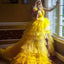 Yellow A-line V-neck Cheap Long Prom Dresses Online,Dance Dresses,12391