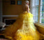 Yellow A-line V-neck Cheap Long Prom Dresses Online,Dance Dresses,12391