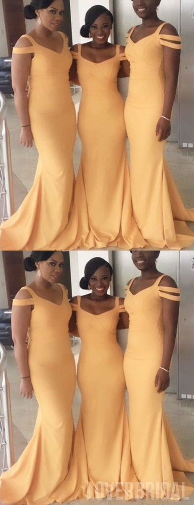 Yellow Long Mermaid Sexy Cheap Bridesmaid Dresses Online, WG574