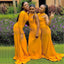 Yellow Mermaid Halter Long Sleeves Cheap Bridesmaid Dresses,WG1290