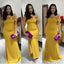 Yellow Mermaid Off Shoulder Cheap Long Bridesmaid Dresses,WG1284