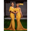 Yellow One Shoulder Cheap Lace Applique Mermaid Bridesmaid Dresses Online,WG905
