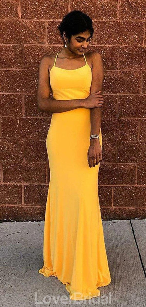 Yellow Sexy Mermaid Simple Cheap Evening Prom Dresses, Evening Party Prom Dresses, 12184