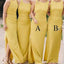 Yellow Side Slit Mermaid Long Cheap Custom Bridesmaid Dresses Online, WG272