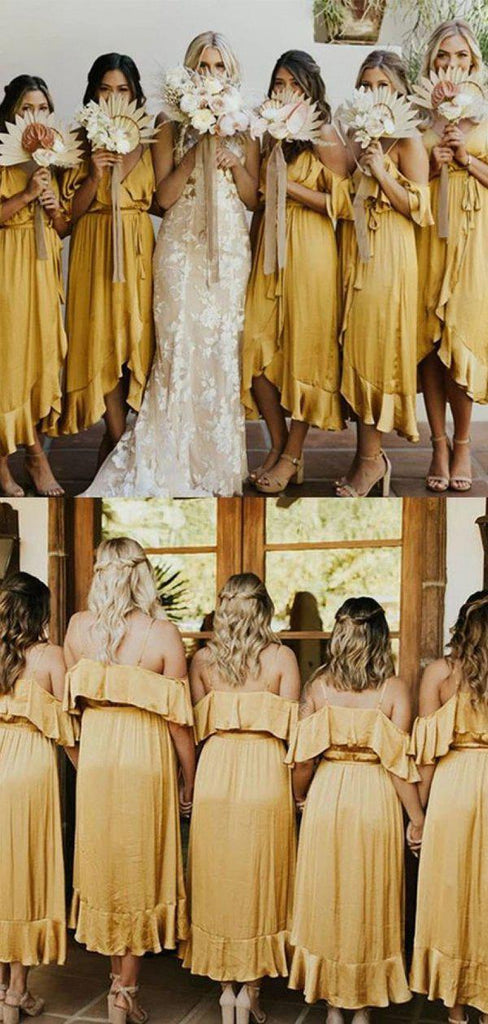 Yewllo Spaghetti Straps Short Cheap Bridesmaid Dresses Online, WG764